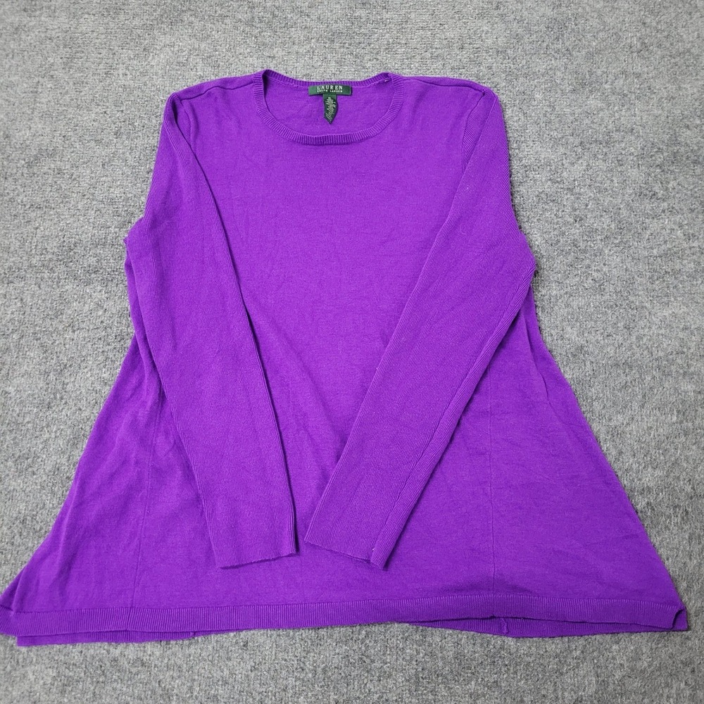 Lauren Ralph Lauren Sweater Womens XL Purple Wool Viscose Blend Flare Knit Top